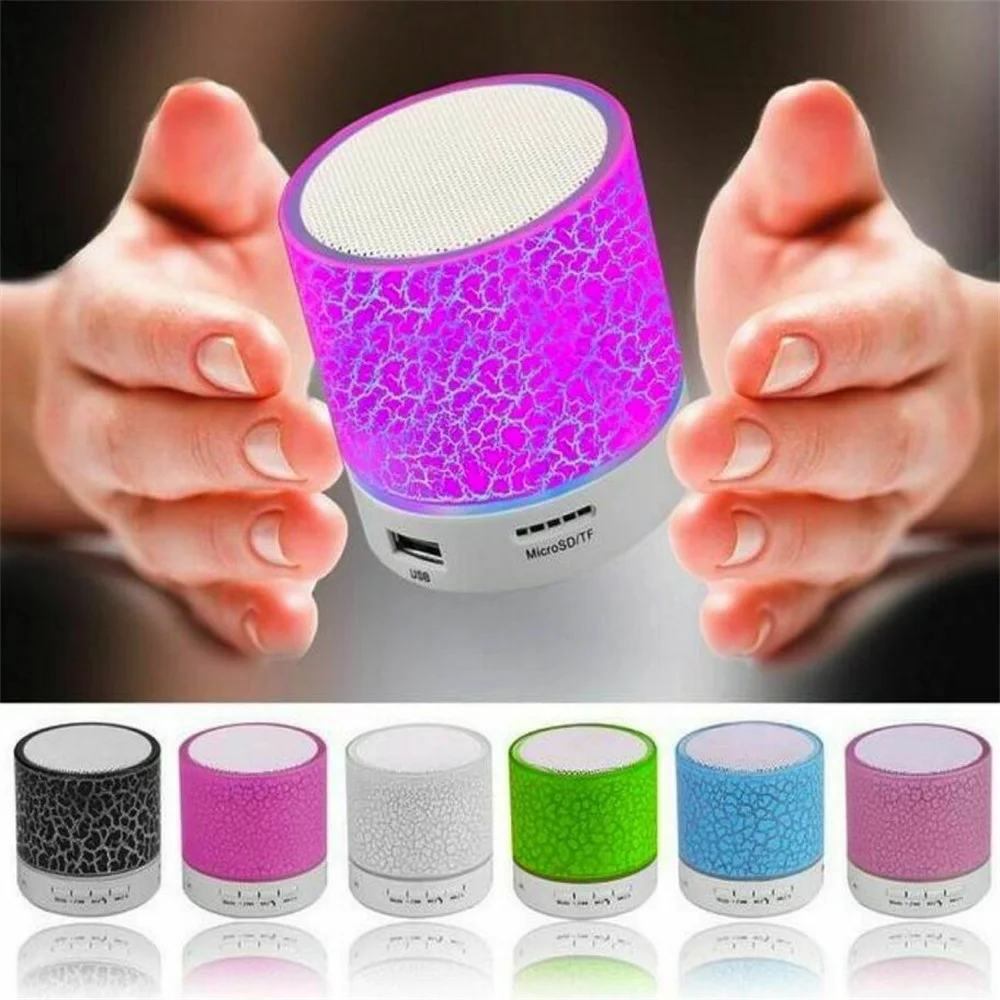 Mini Wireless Bluetooth Speaker Loudspeaker LED Colorful Light Crack Sound Audio Portable Subwoofer Support TF Card MP3 Player