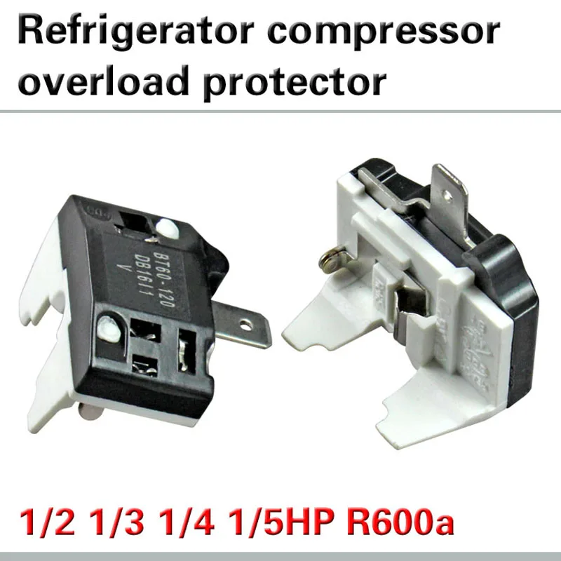 1pc  1/4HP Freezer Overload Protector Refrigerator Overheating Overload Protection Overcurrent Protector Compressor Accessory