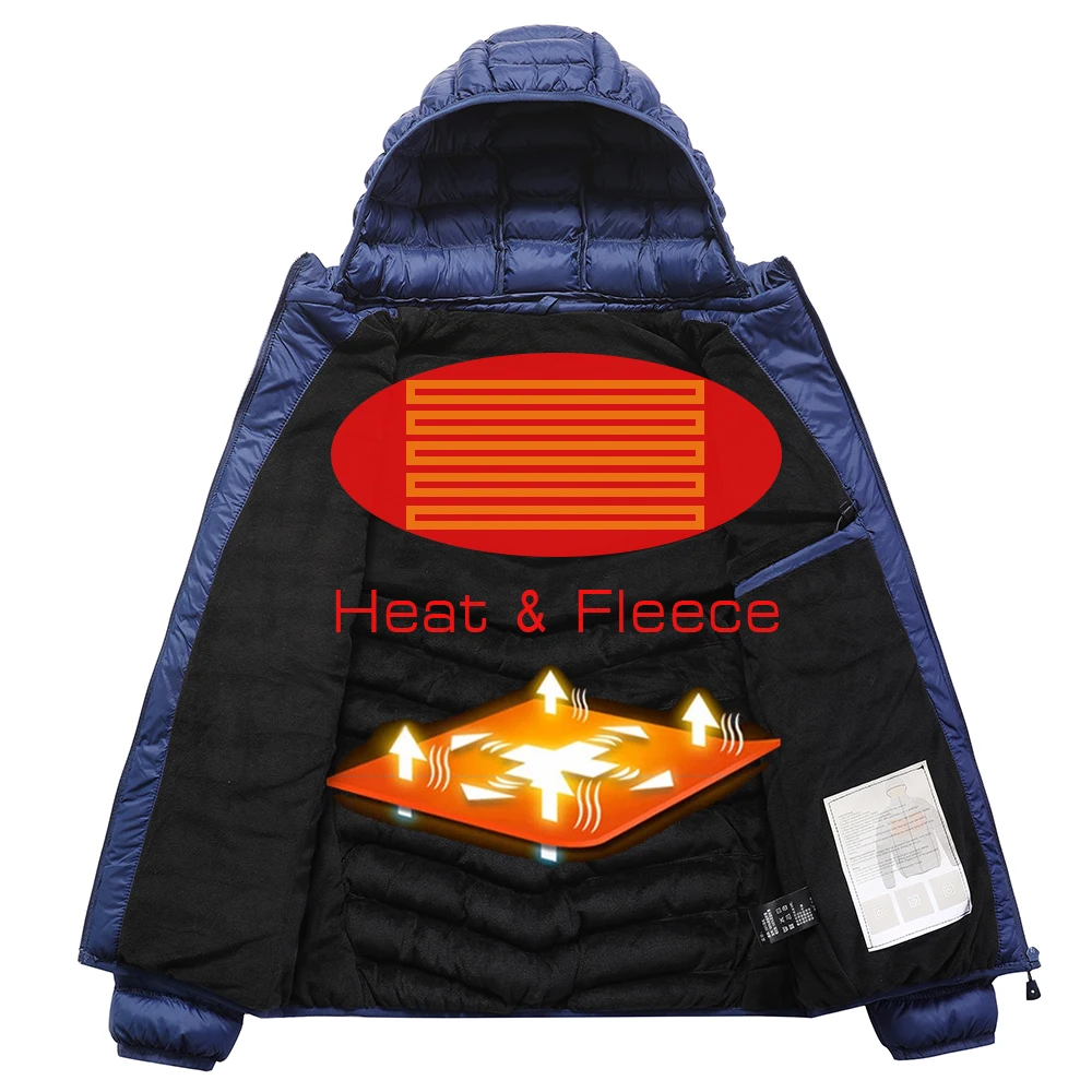 Men Winter New Warm USB Heating Fleece Jackets Parka Vest Men Smart Thermostat Detachable Hat Heated Windproof Jacket waistcoat