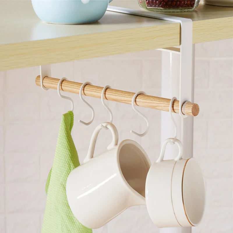 

Cup Hanger Under Cabinet Hook Shelf Drying Rack Kitchen Cup Holder Storage Stand Iron Paper Towel Holder Cupboard Organizer