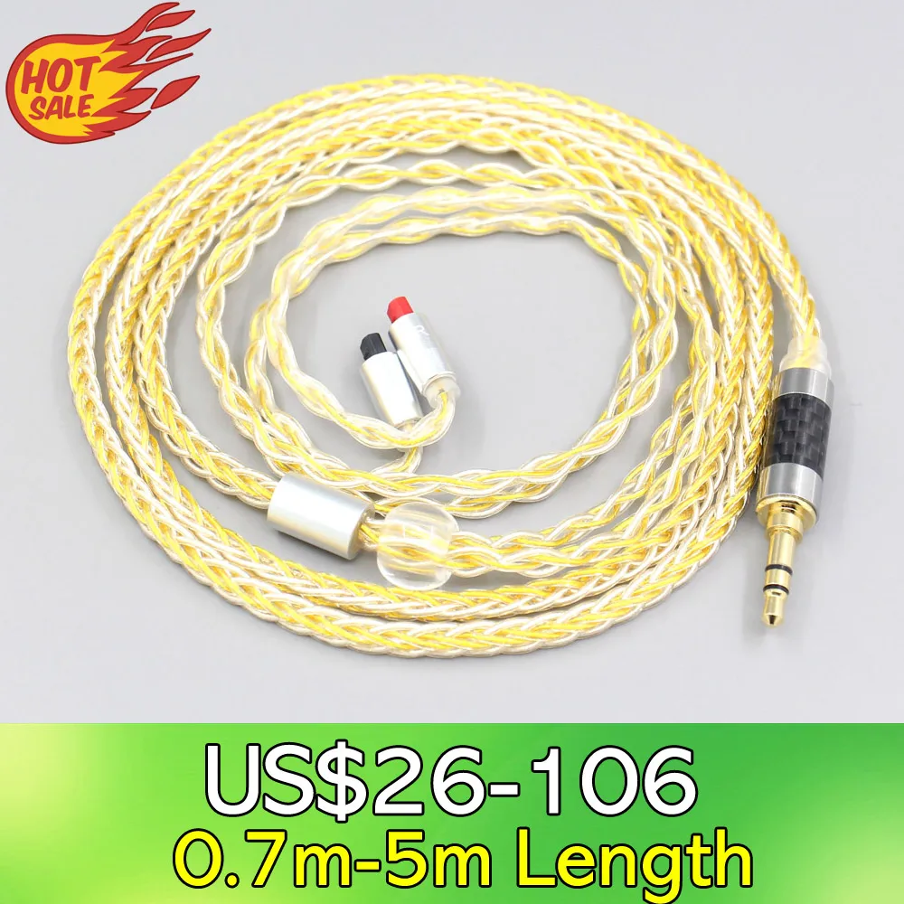 

LN007299 8 Core OCC Silver Gold Plated Braided Earphone Cable For Audio-Technica ATH-IM50 IM70 IM01 IM02 IM03 IM04