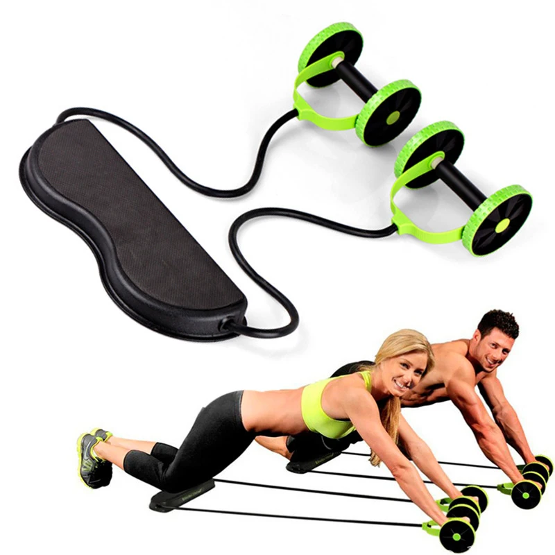 Ab Wheel Roller Sport Bodybuilding Revoflex Xtreme Dobule Wheels AB Roller Pull Rope Abdominal Trainer Gym Equipment Abs Trainer