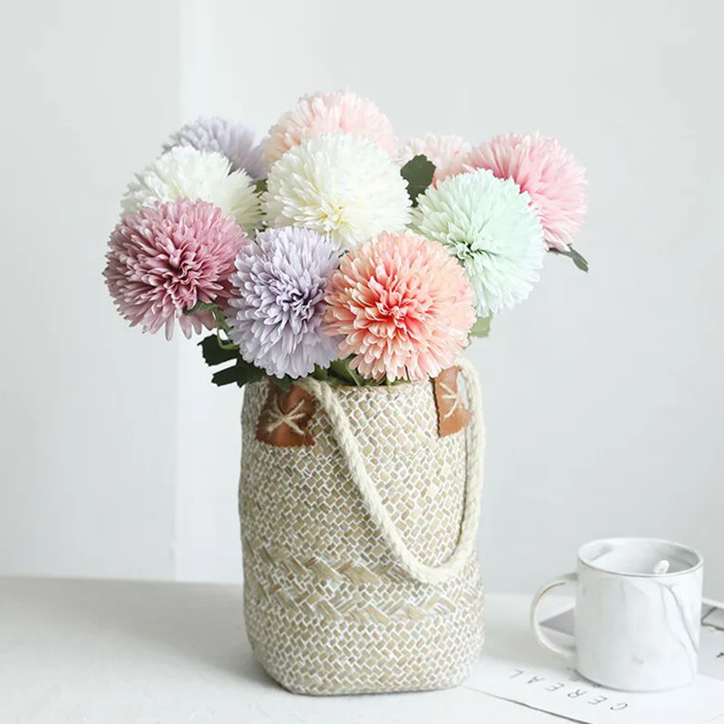 3/5pcs Silk Dandelion Flower Ball Bouquet Fake Artificial Flowers for Home Garden Wedding Decoration DIY Craft Wreath Christmas