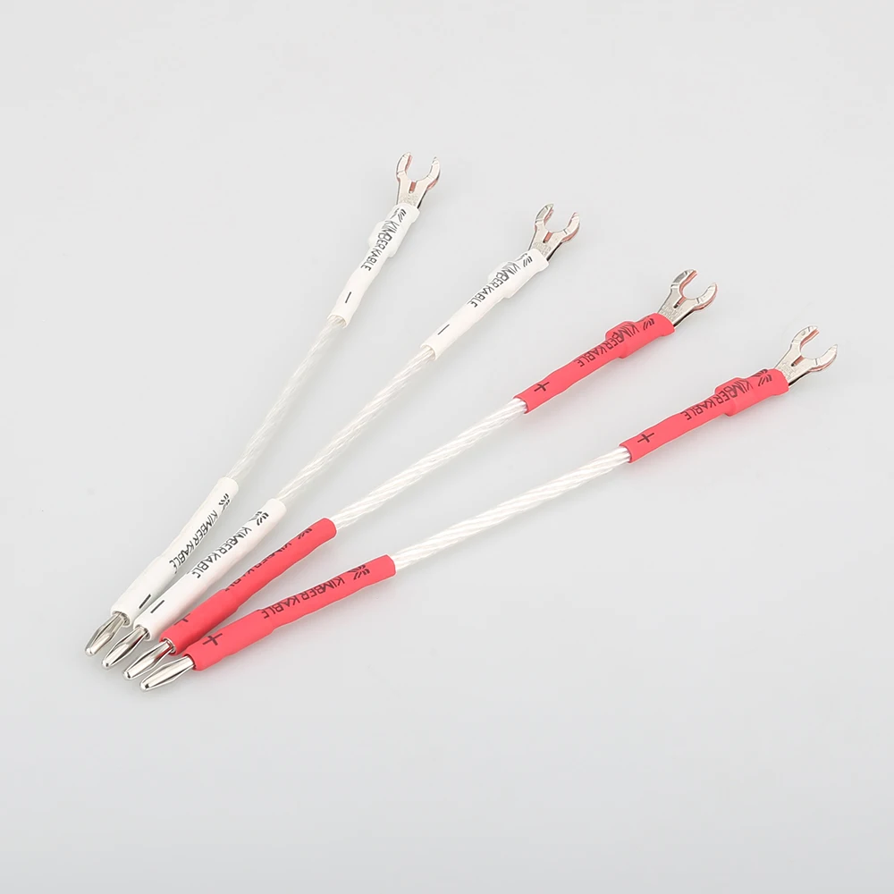 4PCS Audiocrast Silver Plated JUMPER LINKS Performance Speaker Cable with Banana Plugs Y Spades