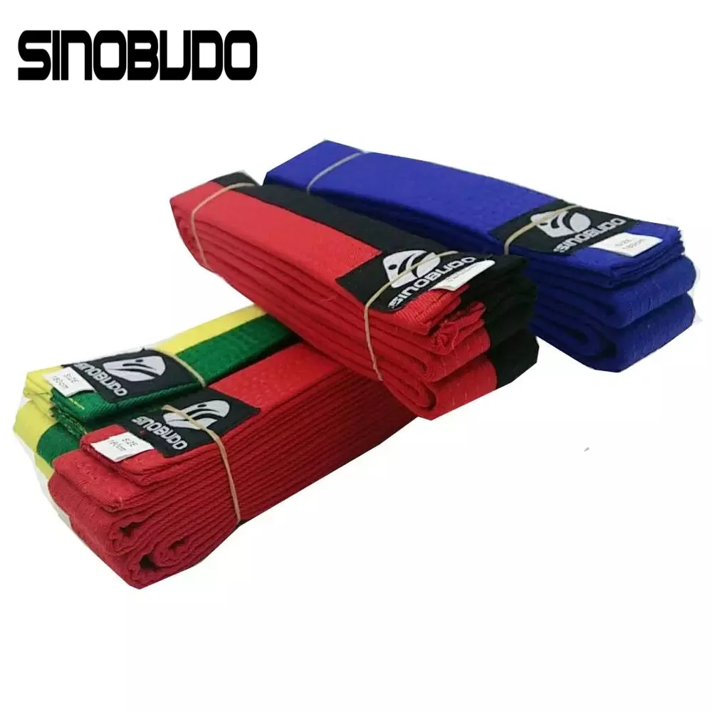 

10 Colors Professional WTF SINOBUDO Taekwondo Belt Karate Judo Cotton Double Wrap uniform Martial Arts Stripe Sports Belt 1.8m