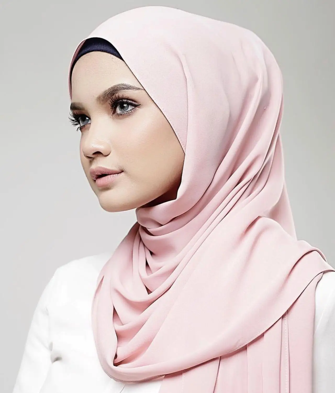 Hijab musulmán de gasa para mujer, pañuelo de Color sólido para la cabeza, 72x175cm