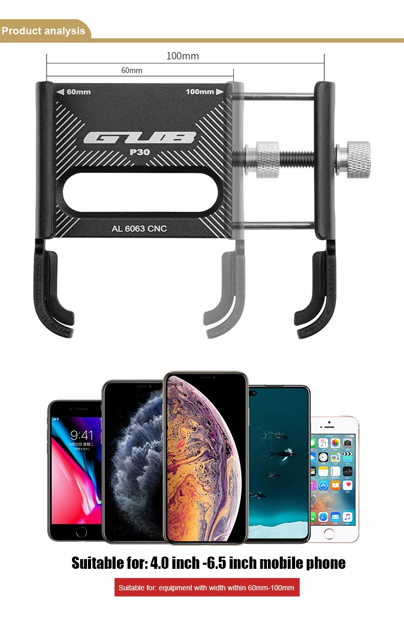 HSSEE Fahrrad-Telefonhalterung, CNC-Aluminiumlegierung 360° ° Rotierender MTB-Telefonhalter Fahrrad Moto Unterstützung Telephong Fahrradzubehör – Detail 4