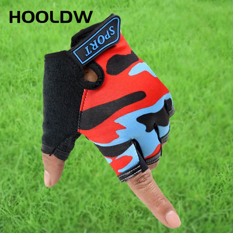 HOOLDW New Children Half Finger Gloves Fingerless Kids Gloves Non-Slip Ultrathin Outdoor Sport Breathable Gloves For Boys Girls