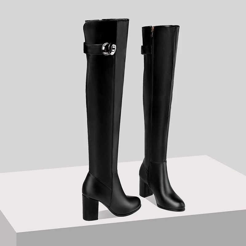 Sgesvier Womens over the knee boots Chunky Heels Thigh High Boots Sexy Stretch High Heel Boots Female Women Shoes Winter Boots