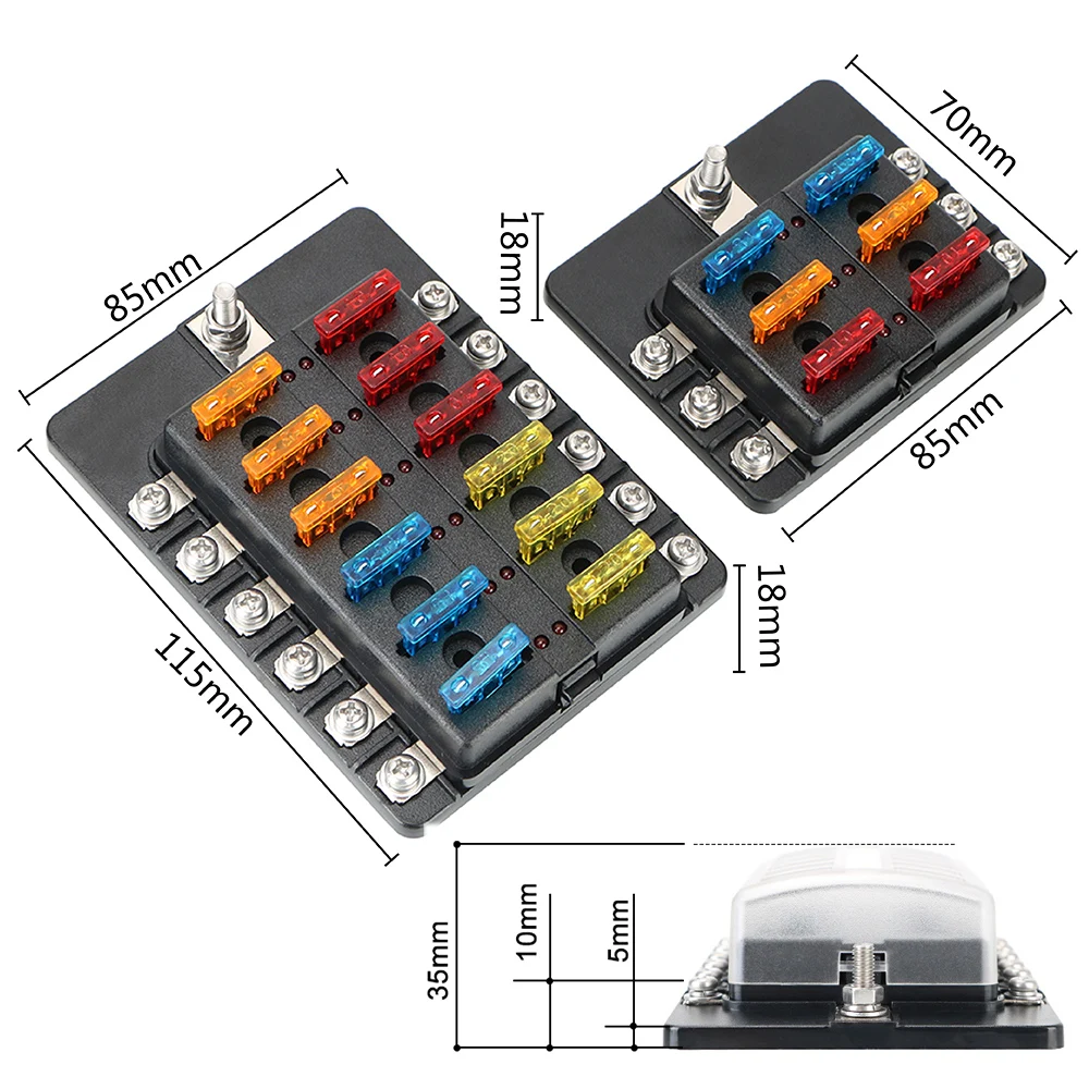 For Auto Car Boat Marine M5 Stud With LED Indicator Light Fuse Box Holder 32V 100A