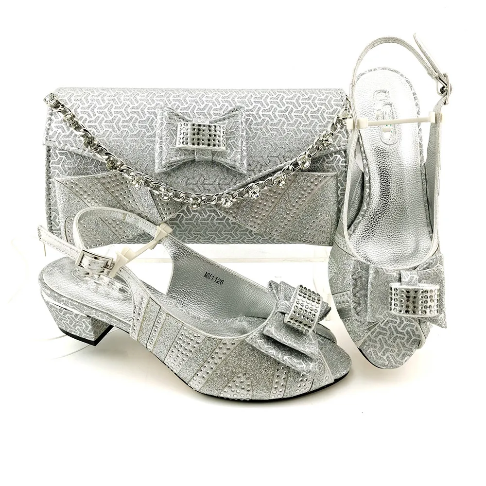 

Doershow African fashion Italian Shoes And Bag Sets For Evening Party With Stones silver Italian Handbags Match Bags! HPO1-11
