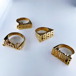 DUOYING Custom Name Ring Personlized 3D Letter Retro Minimalism Copper Alloy Old English Letter Name Ring For Women Jewelry