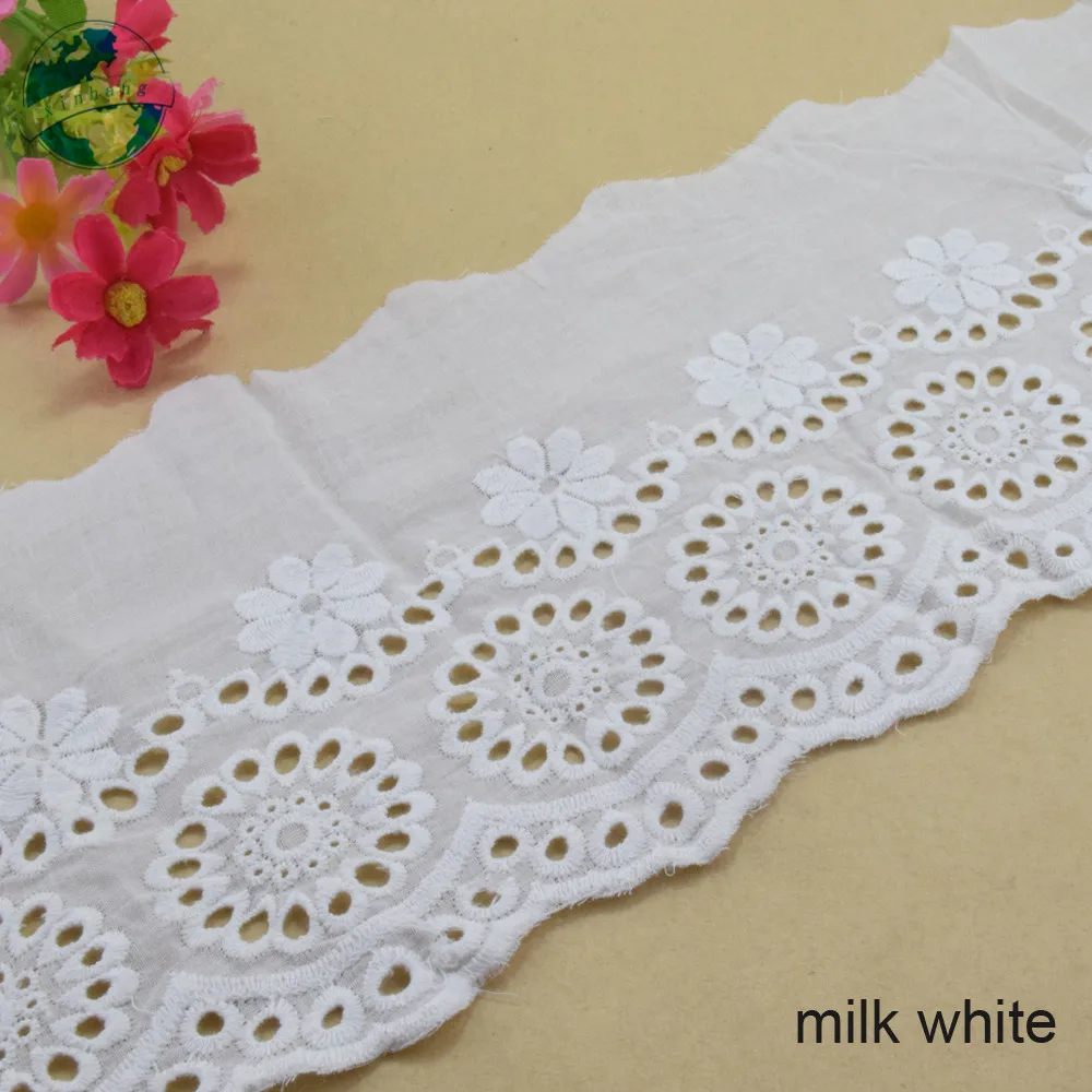 15cm Wide 100% Cotton Embroid Lace Sewing Ribbon Guipure Trim Wedding Decoration DIY Dolls Colthes Accessories Lace Edge#4015