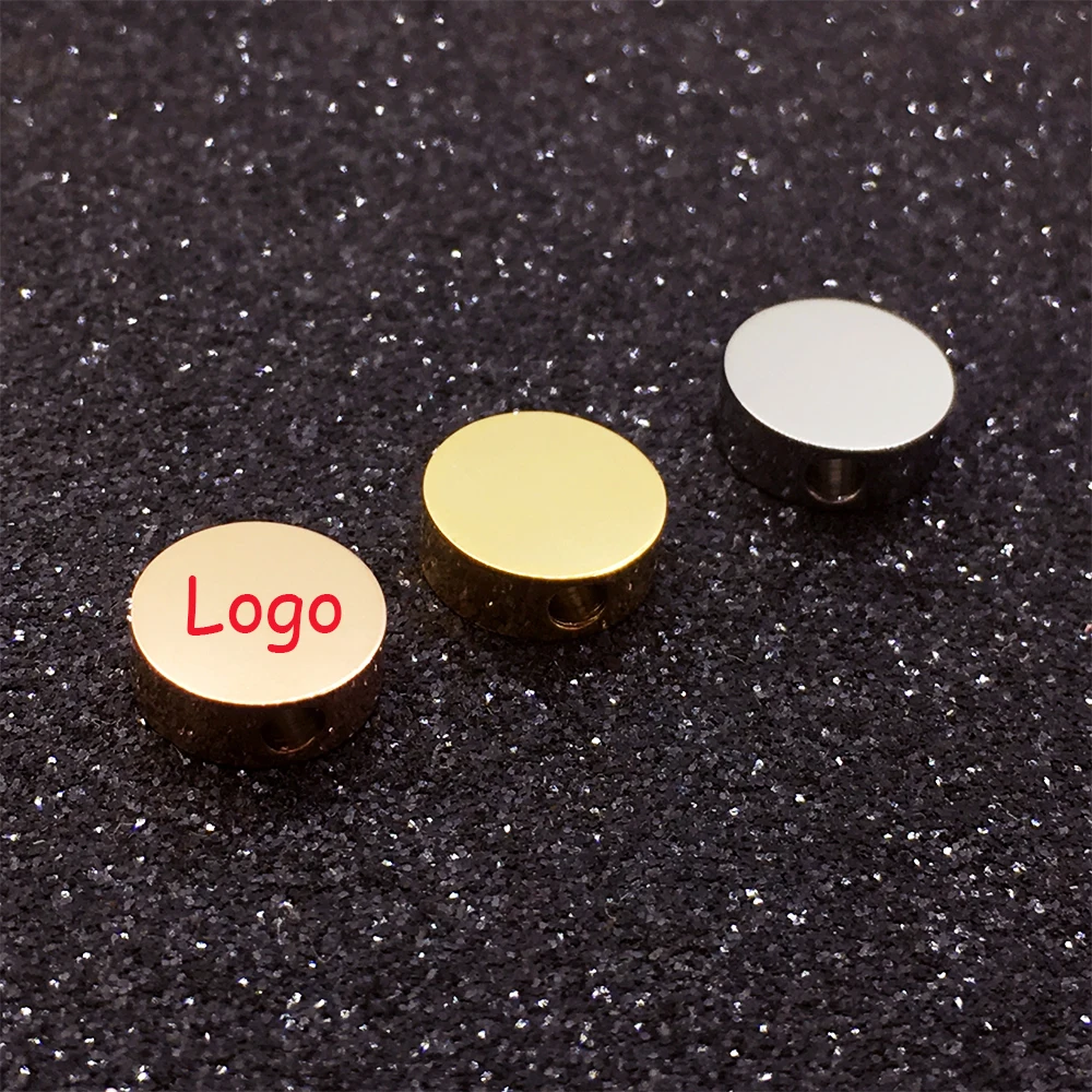 25 Stück 10 mm individuelle Logo-Perlen, Lasergravur, Logo-Text, Kreisperlen, gravierbare Edelstahlperlen, Armbandperlen, 3 mm Loch – Detail 1