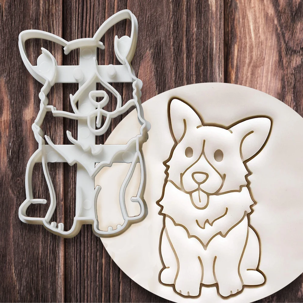 1/3Pcs Cookie Cutters Mold Corgi Dog Shaped DIY Biscuit Baking Tool Cute Animal Cookie Stamp For Kids Kitchenware Bakeware