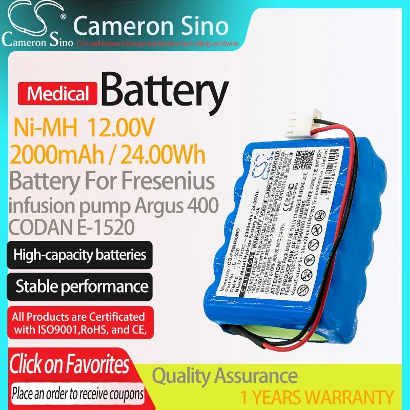 CameronSino Battery for CODAN infusion pump Argus 707 fits Fresenius 120049 BATT/110049 Medical Replacement battery 2000mAh