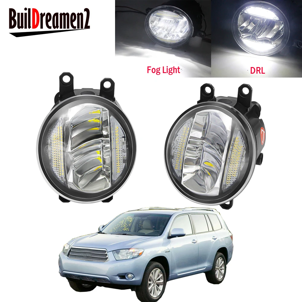 

2in1 Car Right + Left Fog Light Assembly LED DRL Daytime Running Lamp 30W H11 12V For Toyota Highlander 2008 2009 2010 2011 2012