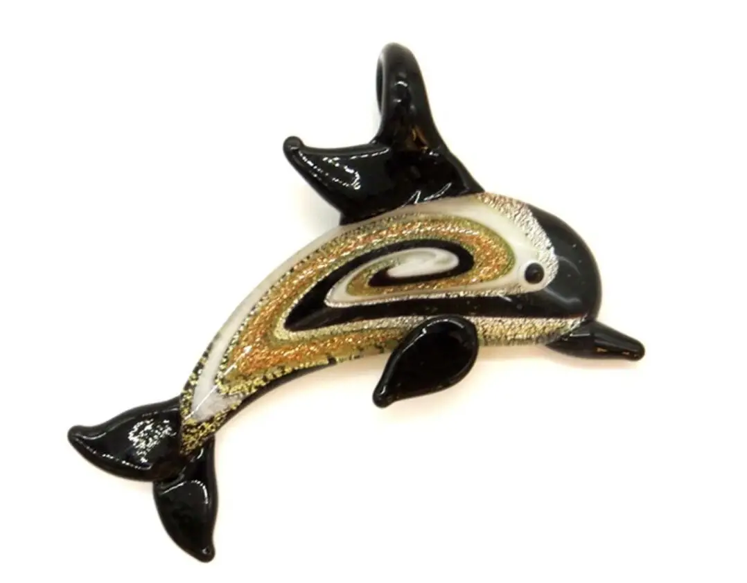New Handmade Murano Lampwork Glass LiuLi Dolphin Pendant 60*40MM Fit Necklace LL67