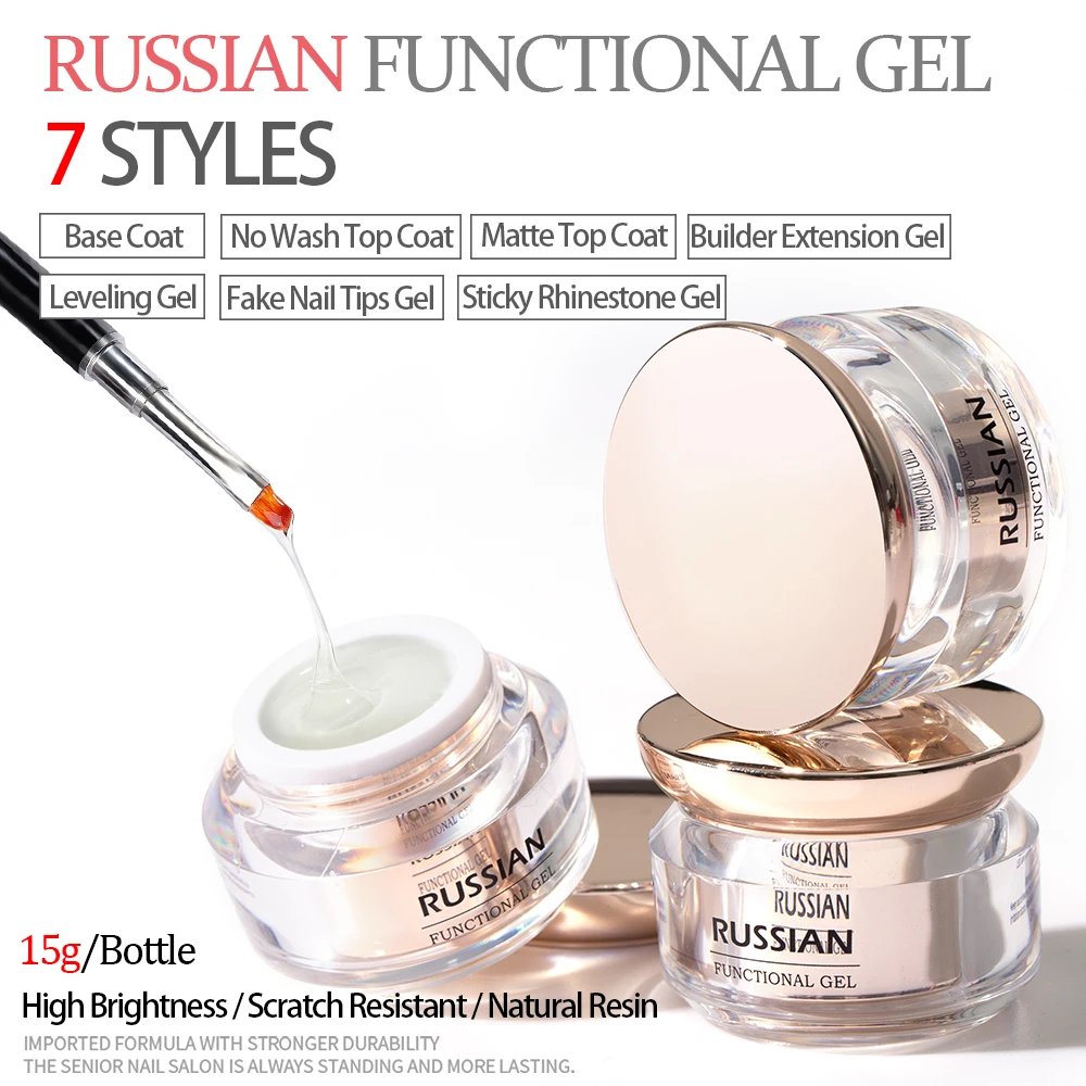 Vendeeni Russian Leveling Functional Gel Nail Polish Base Coat Non-Stick Powder Matte Top Coat Solid Nail Tip Gel Reinforced Gel