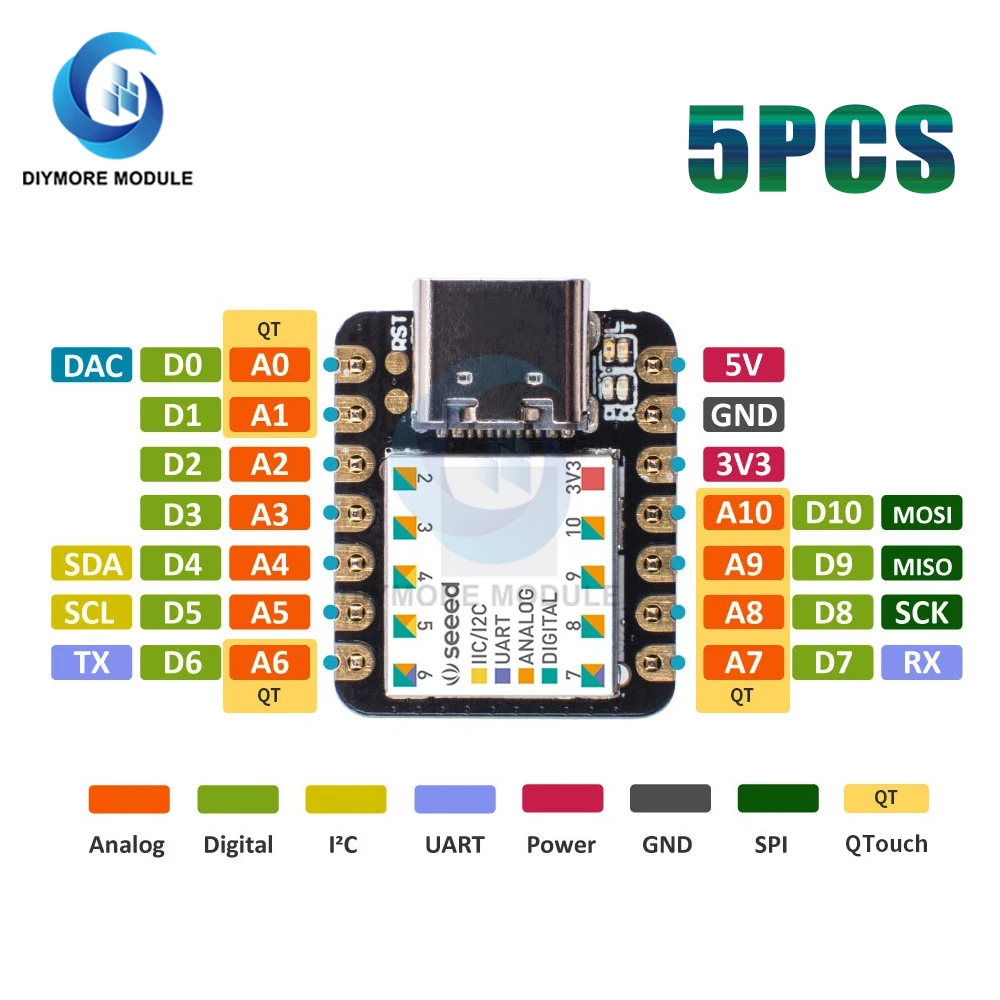 Seeeduino XIAO SAMD21G18 Development Board Microcontroller for Arduino Nano Cortex M0+ 3.3V IIC I2C UART SPI Interface Type-C