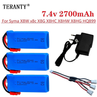 7.4V 2700mAh Rechargeable Lipo battery with 7.4V USB Charger for Syma X8C X8W X8G X8 RC Drones Quadcopter Spare Parts 2S 903480