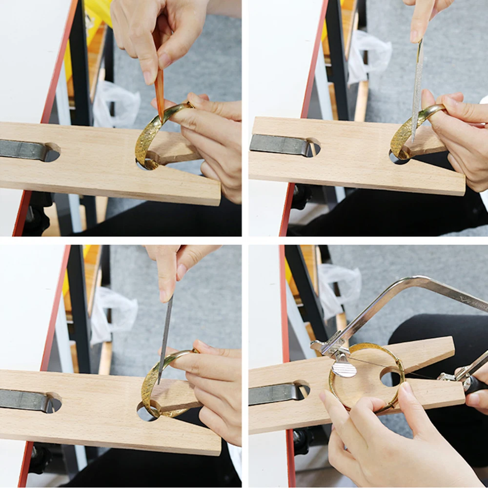 NIUPIKA V-Slot Wooden Bench Pin Multipurpose Bench Clamp with Wooden Bench Pin Jewelry Making Tool