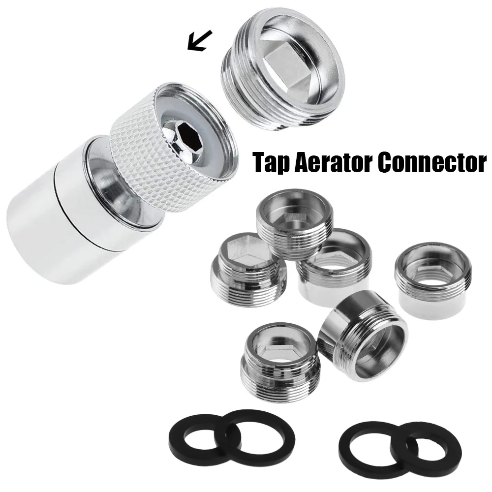 Tap Aerator Connector Metal zewnętrzny gwint wewnętrzny adapter do oszczędzania wody bateria kuchenna 16/18/20/22/24/28/mm do 22mm z uszczelką
