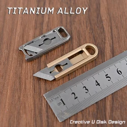 Titanium Alloy Mini Knife Sharp Brass Knife Demolition Express Knife  Keychain Pendant Letter Opener Unboxing Portable EDC Tool