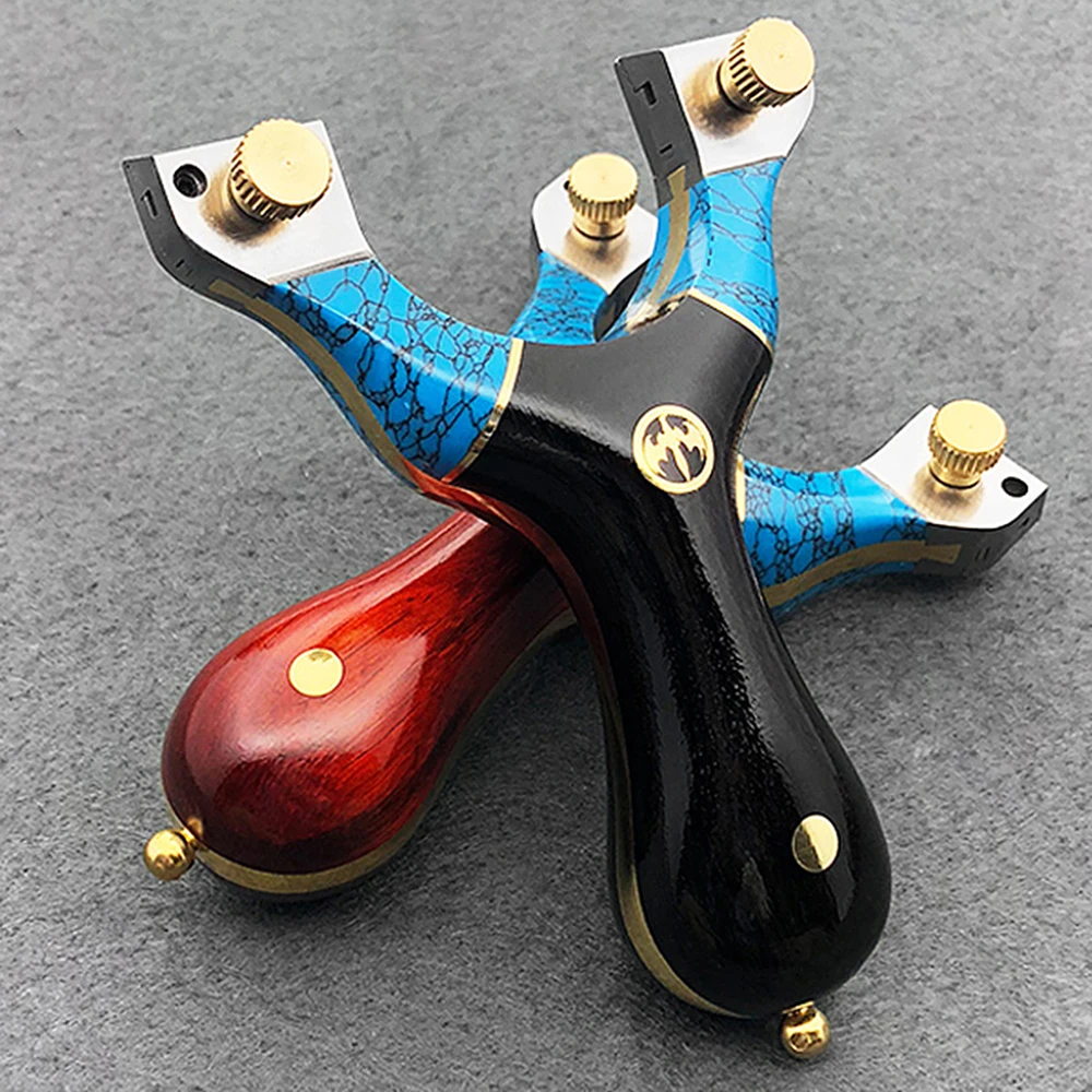 

Professional Titanium Alloy slingshot Solid Wood Hunting Shooting Slingshot Handcrafted Turquoise Artwork Slingshot Profession