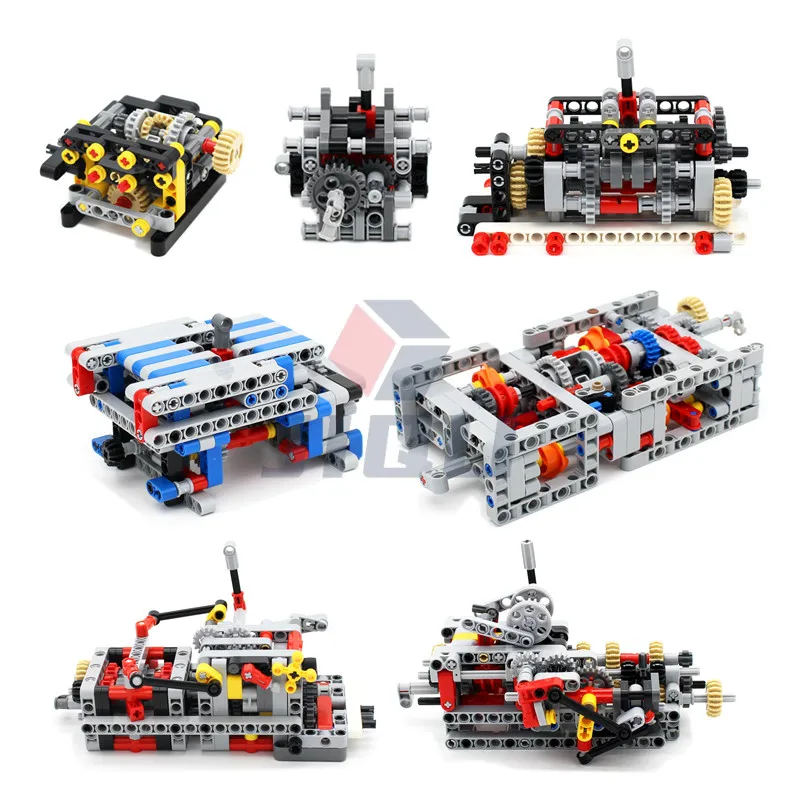 MOC High-tech parts All Kind of Multi-speed Engine Gearbox Set Model Building Blocks Bricks Compatible with Motor PF Set DIY Toy