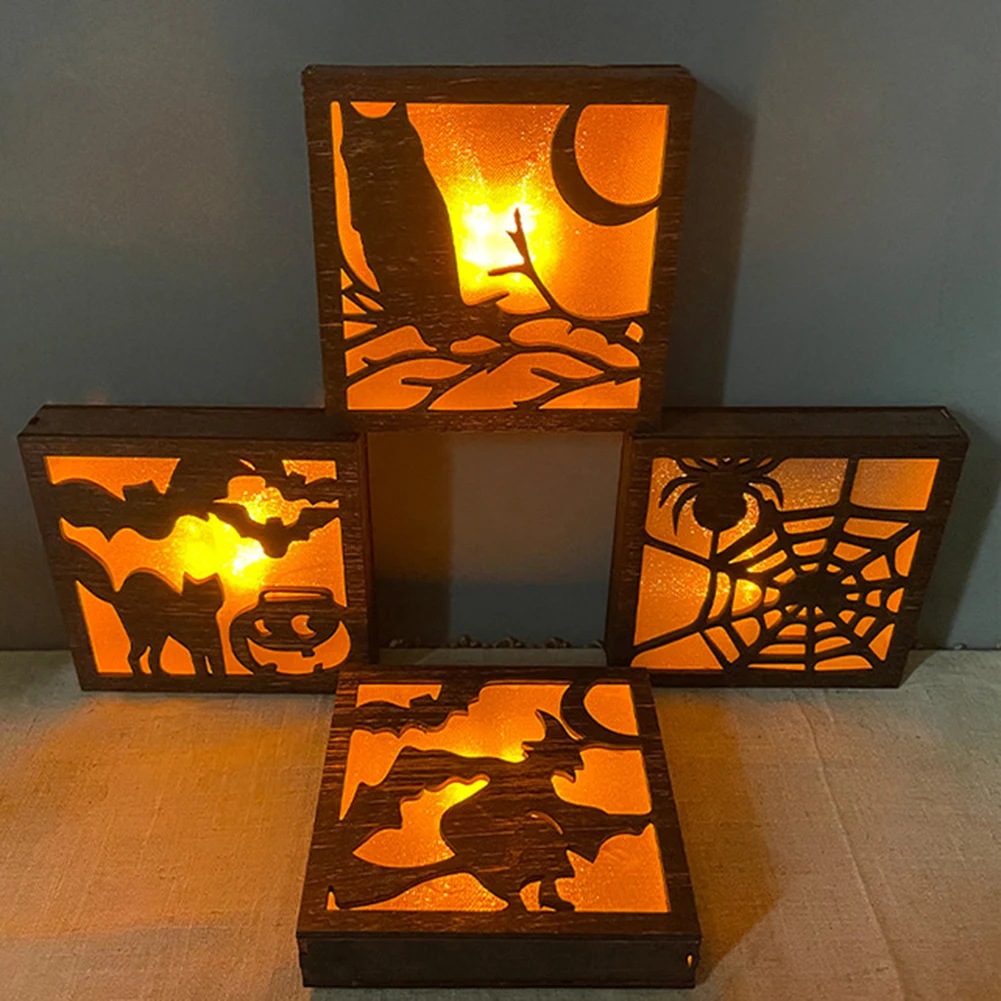 Halloween Decorative Night Lights Wall Art Lamp Box Decor Mural Ornaments Home Room Halloween Decorative Lamp Bar Party Supplies