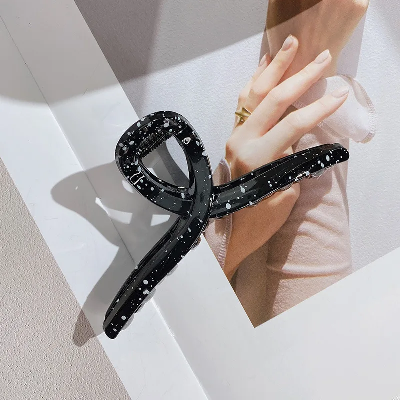 Big Acrylic Barrette Crab Hair Claws Bath Dot Resin Ponytail Holder Clip Large Hair Clamps  Fashion  Hair Accessories for Women