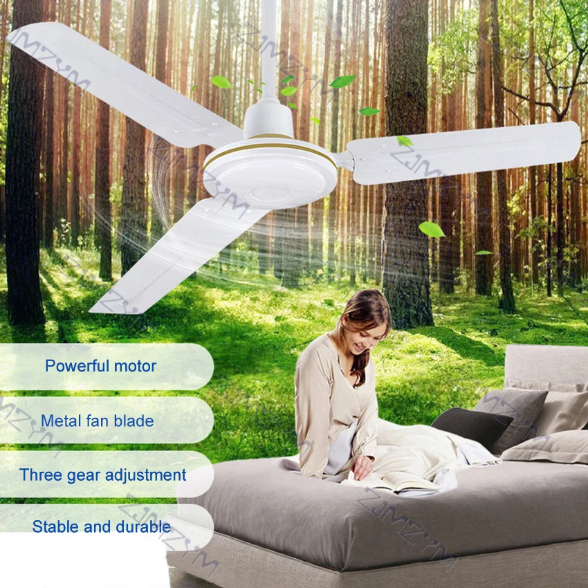 Quạt Trần 48/56 Inch Quạt Trần Không Có Ánh Sáng Đơn Giản Quạt Trần Có 3 Bánh Răng Điều Chỉnh 3 Lưỡi Dao 75W/65W 220V Điều Khiển Núm Vặn