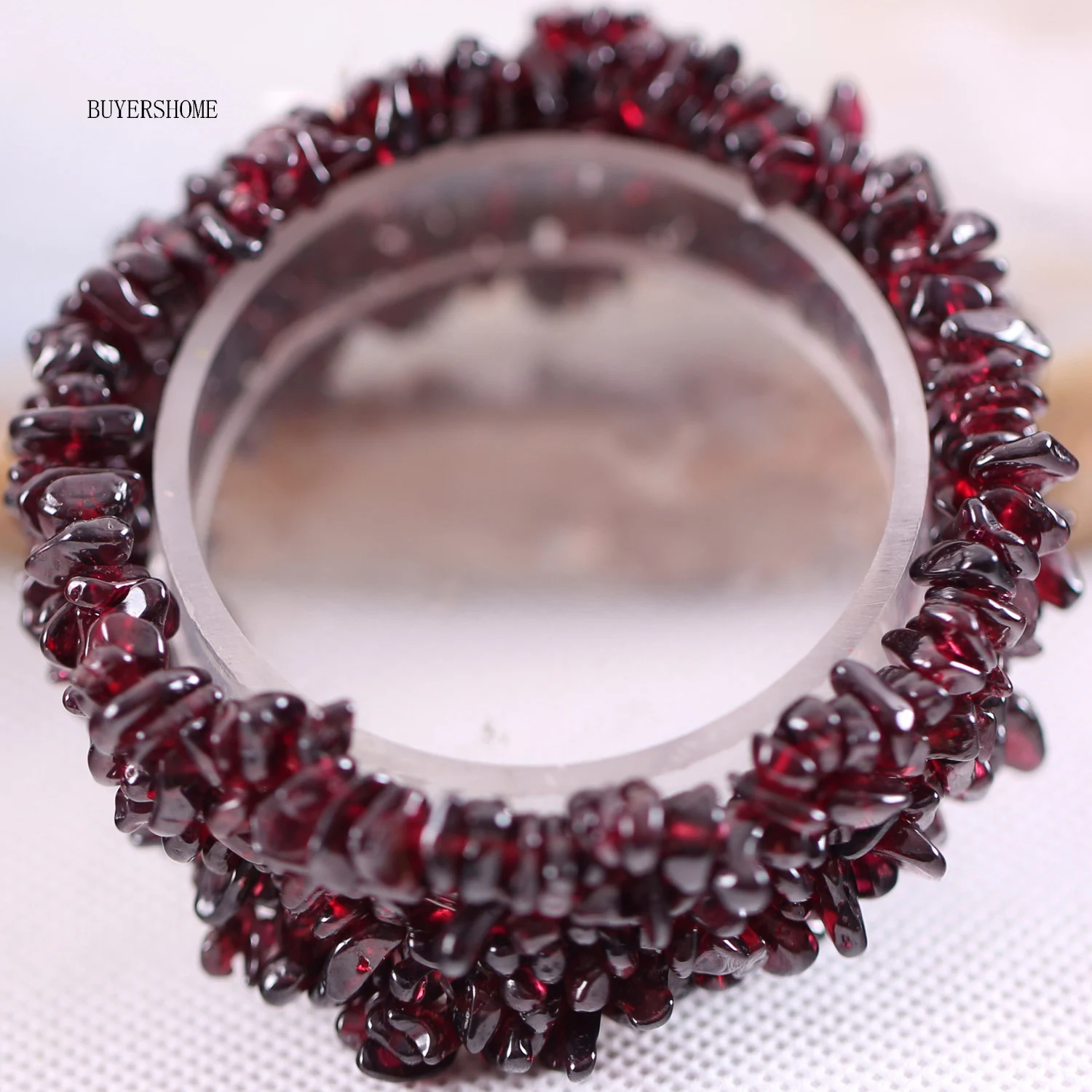 Weave Chip Bead Wrap Bracelet Red Garnet Stone Pulseras Stretch Strand Bracelet