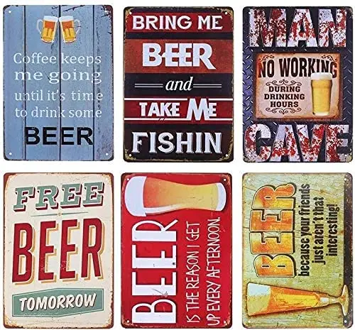 

(Choice of 6 signs)Drink Vintage Metal Plaque|Man Cave Wall Decor|Tin Sign|Bar Sign|Bar Decor|Funny Beer Ice Bucket Metal