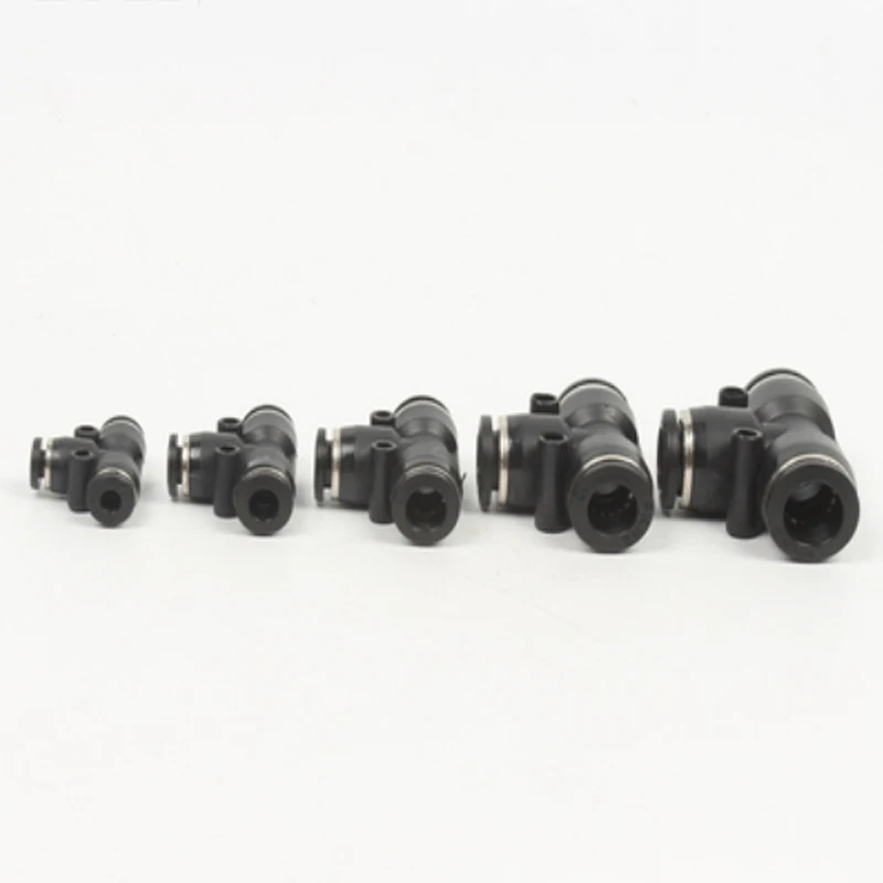 Pneumatic Quick Joint Black Plug-in tee connector Pupneumatic trachea external PE-4 PE-6 PE-8 PE-10 PE-12 PE-14 PE-16