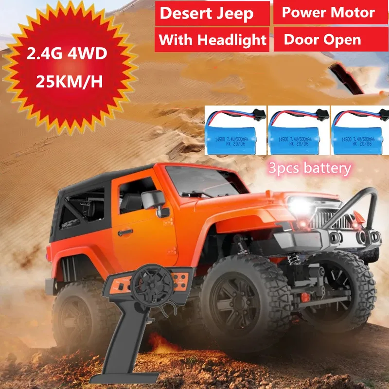 2.4G 4WD RTR RC Racing Car OFF Load Climbing Vehical 25KM/H High Speed Desert Truck Door Open With Headlight Car Model Power Toy