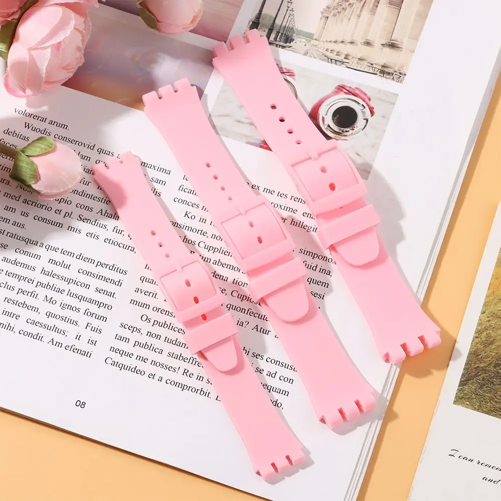 For Swatch Silicone Strap Buckle 17mm19mm 20mm Rubber Strap Men Women Sports Strap Replcement Watch Band Watch Accessory Tool