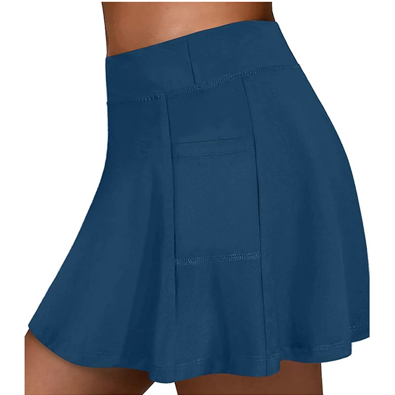 Women\'s Sport Tennis Skirts With Pockets Outdoor Running yoga Inner Shorts Skort High Elastic Waist Golf Hakama For Female 2024