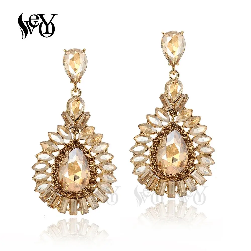 VEYO Vintage Luxury Crystal Drop Earrings for Women Bridal Drop Earrings Fashion Jewelry 2020 New Arrival