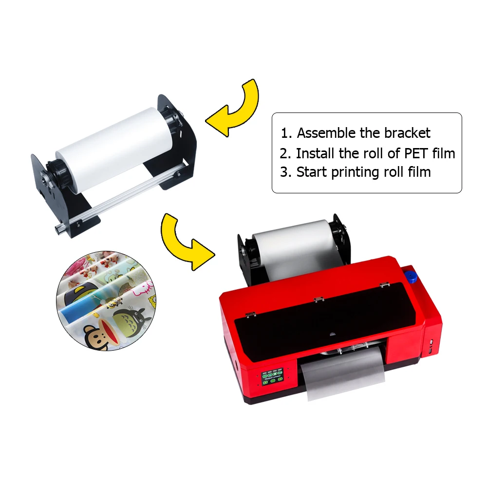 Imagem -04 - Dispositivo de Giro do Suporte do Filme do Rolo do Animal de Estimação da Impressora Dtf para Epson a3 a4 L805 L1800 1390 R2000 P400 R2880 R1900 Peças Adicionais do Rolo