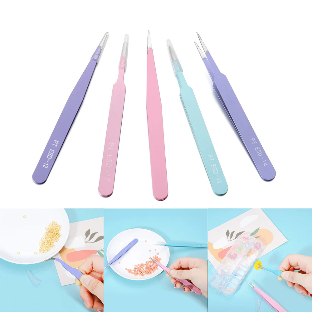 

6 Styles Pinkycolor Stainless Steel Tweezers Silicone Molds Tools for DIY Epoxy Resin Moulds Crafts Jewelry Making Accessories