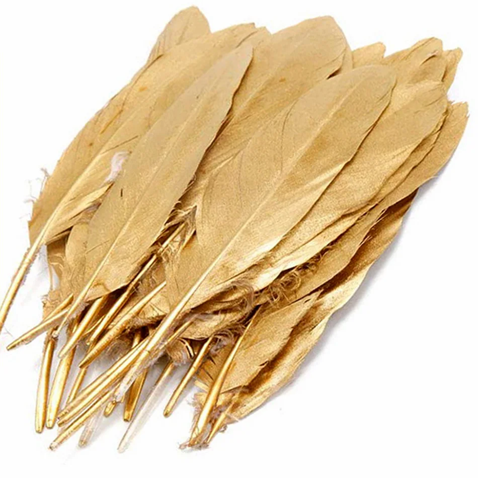 10Pcs Gold Silver Goose Feathers Plume Craft DIY Natural Feather Plumas Jewelry Making Wedding Party Home Decoration Accessories