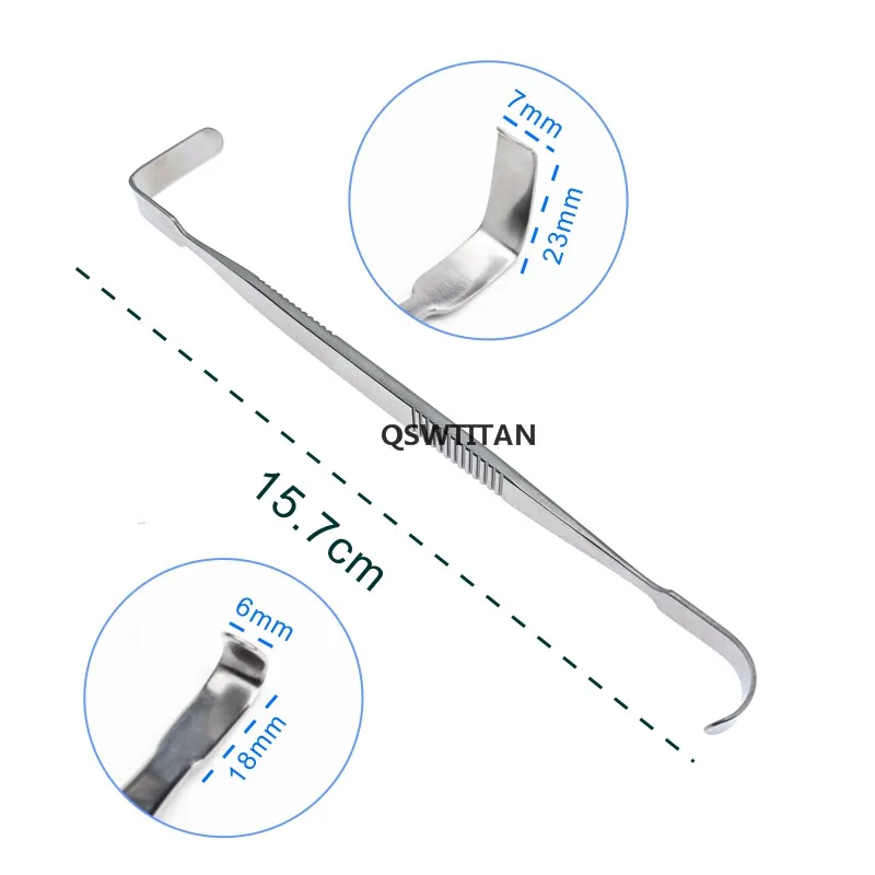 Double crochet Nasal en forme de L, équipement de chirurgie en plastique, acier inoxydable, Standard allemand