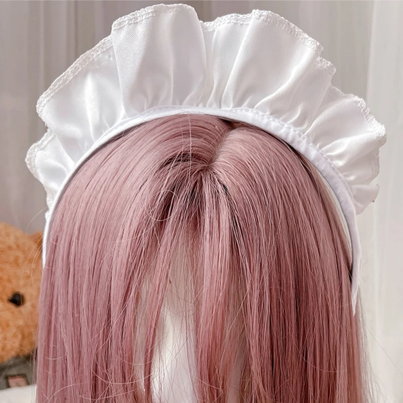 Girls Wide  Headwear White Maid Headband Novelty Sweet  HeadpieceCartoon Anime Cosplay Hair Ornaments Dropshipping