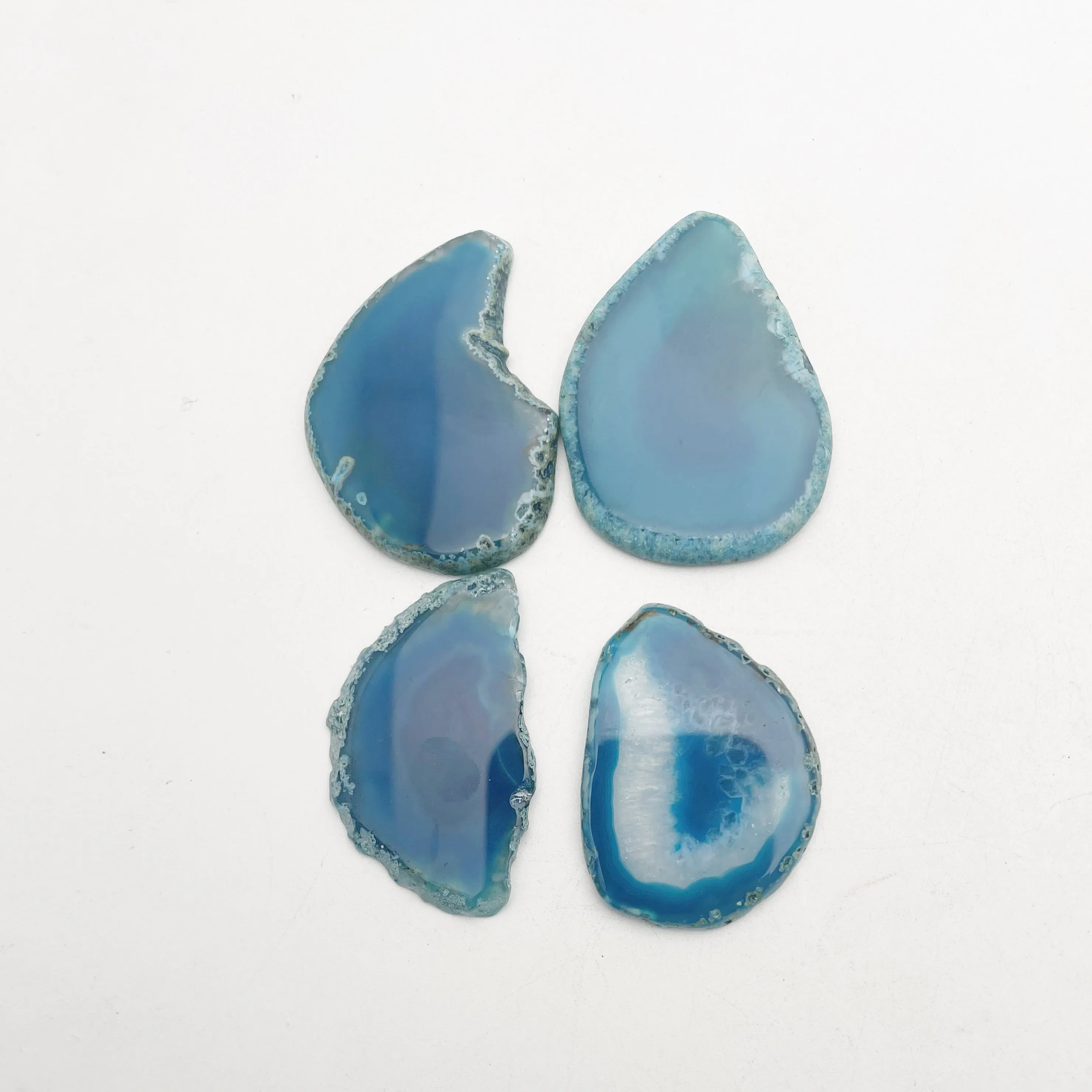 fashion Natural stone blue Agates Slice 6pc Accessories necklace pendant for jewelry making No holes no hooks free shipping