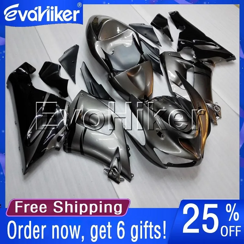 

Motorcycle plastic cover for ZX-6R 2005-2006 ZX6R 05 06 ABS fairing silvergray