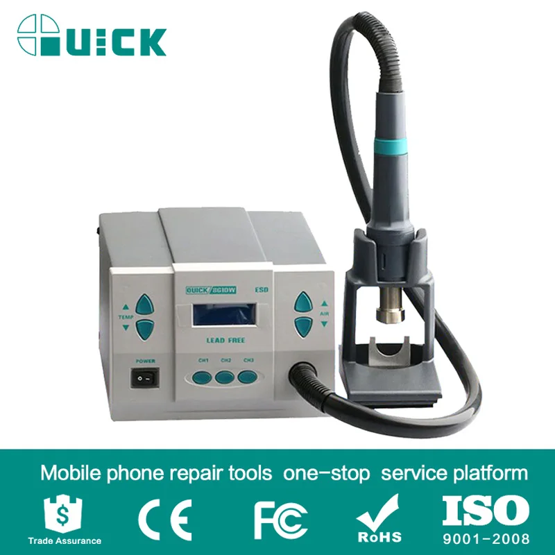 Original Quick 861DW Lead Free Heat Gun Desoldering Station Digital Display Intelligent Rework Station for PCB BGA Chip Repair