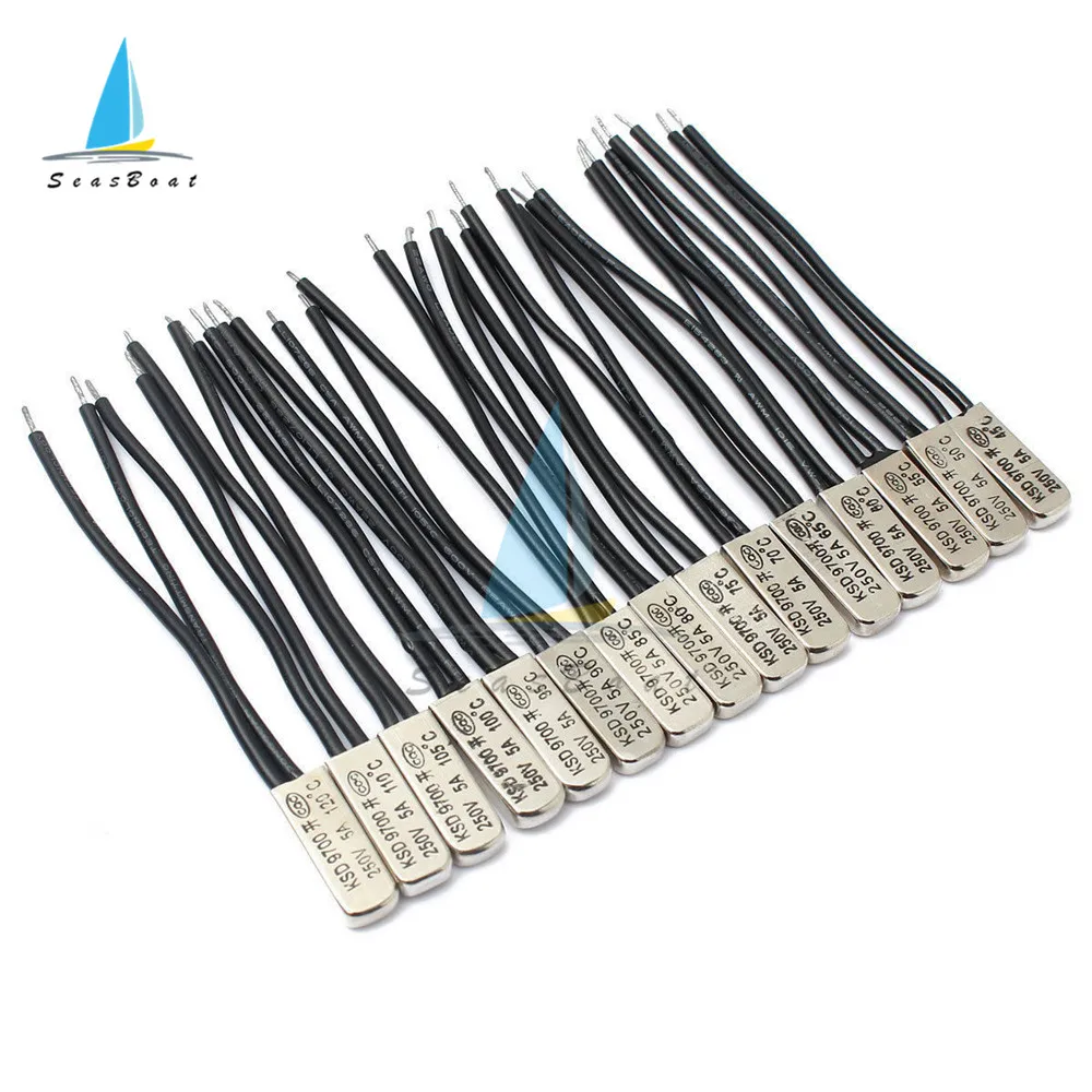 BỘ 5 Bình Giữ Nhiệt 5A 250V KSD9700 40C 45C 50C 55C 60C 65C Lưỡng Kim Đĩa Nhiệt Độ Công Tắc N/O nhiệt Bảo Vệ độ C
