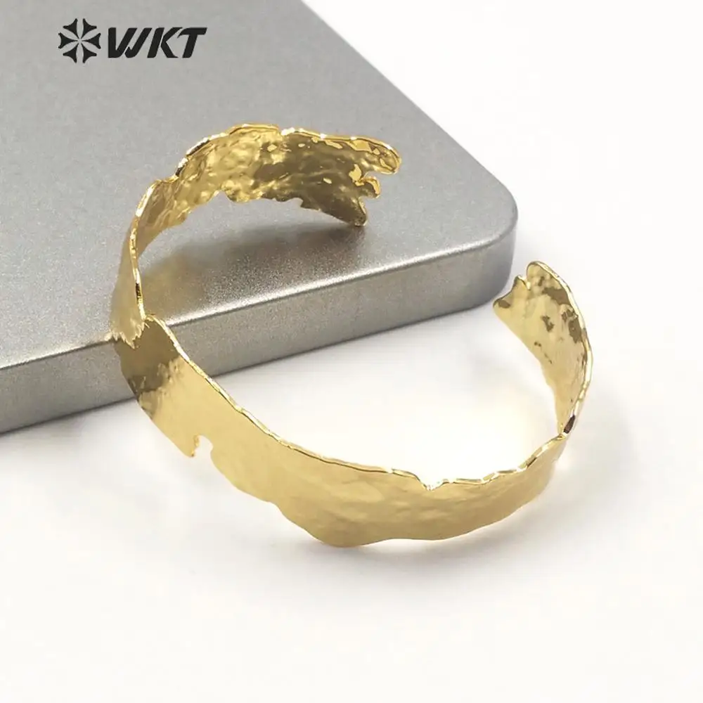 WT-B555 Wholesale Yellow Brass Bangle Simple With Gold Eletroplated Metal Split bracelet Non Tarnishable Special Birthday Gift